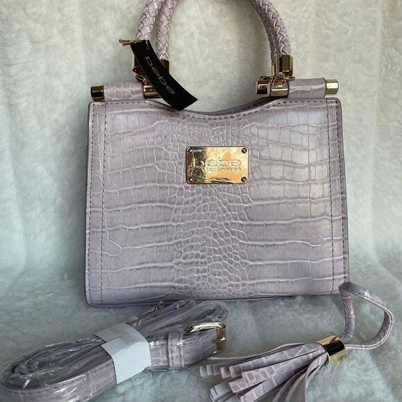 Brand New "bebe” Natalie Mini Satchel Crossbody Lavender Gold LOGO - Picture 2 of 8